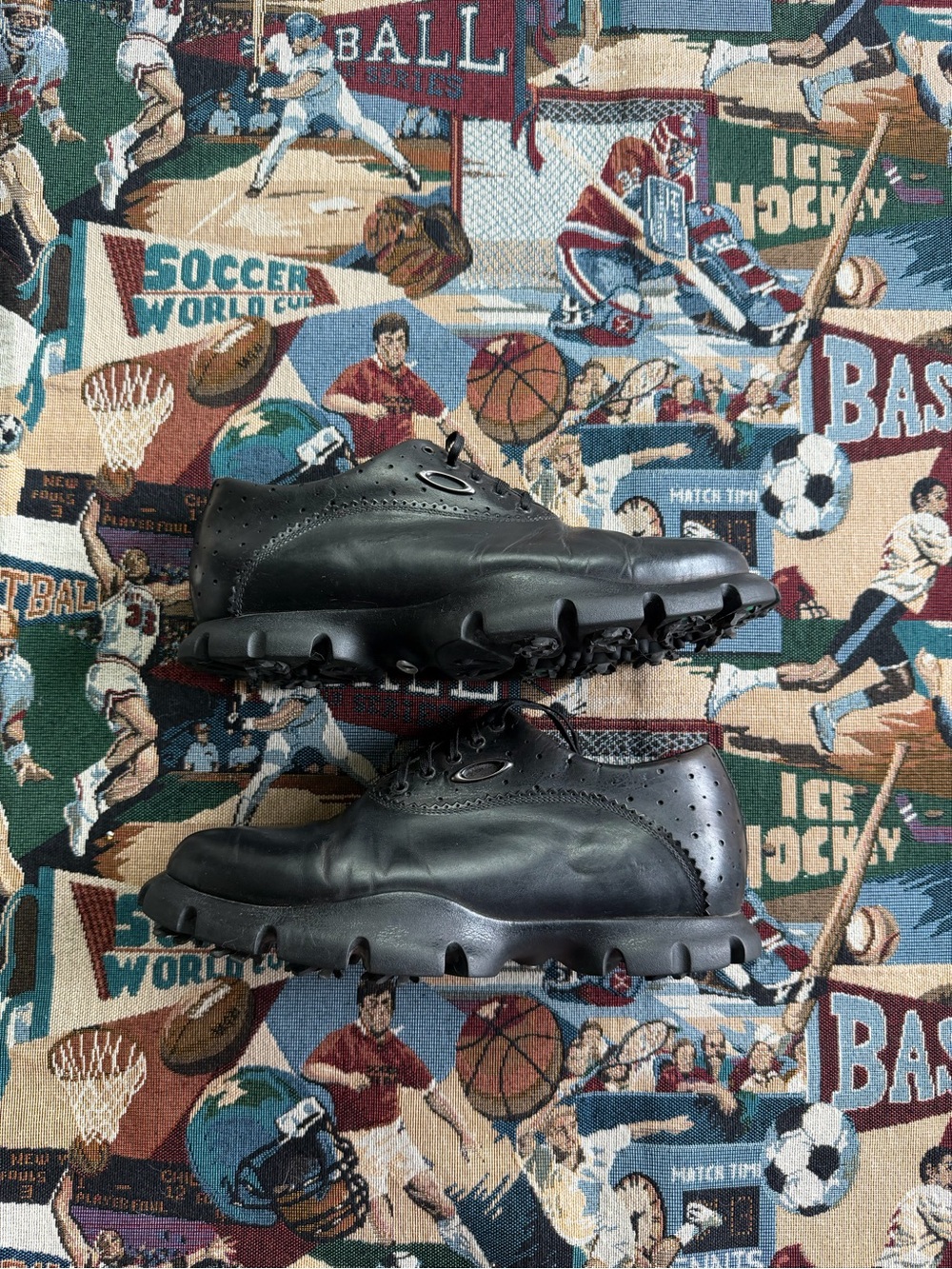 Vintage Oakley Tuxedo Men's Golf Shoes Made In Italy Black Polished Leather 8.5